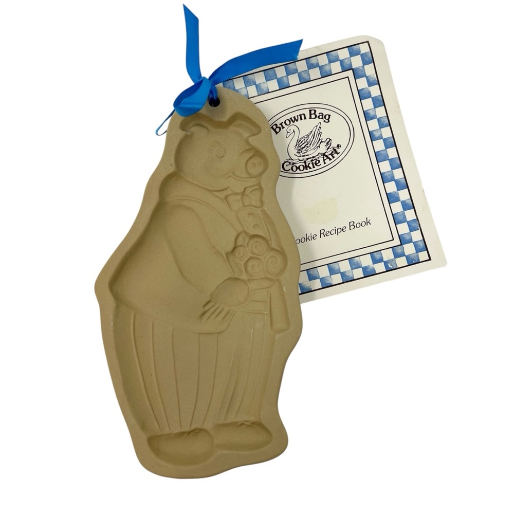 NWT Vintage 1992 Brown Bag Cookie Art Pig Mold Hill Design Inc Holiday Baking